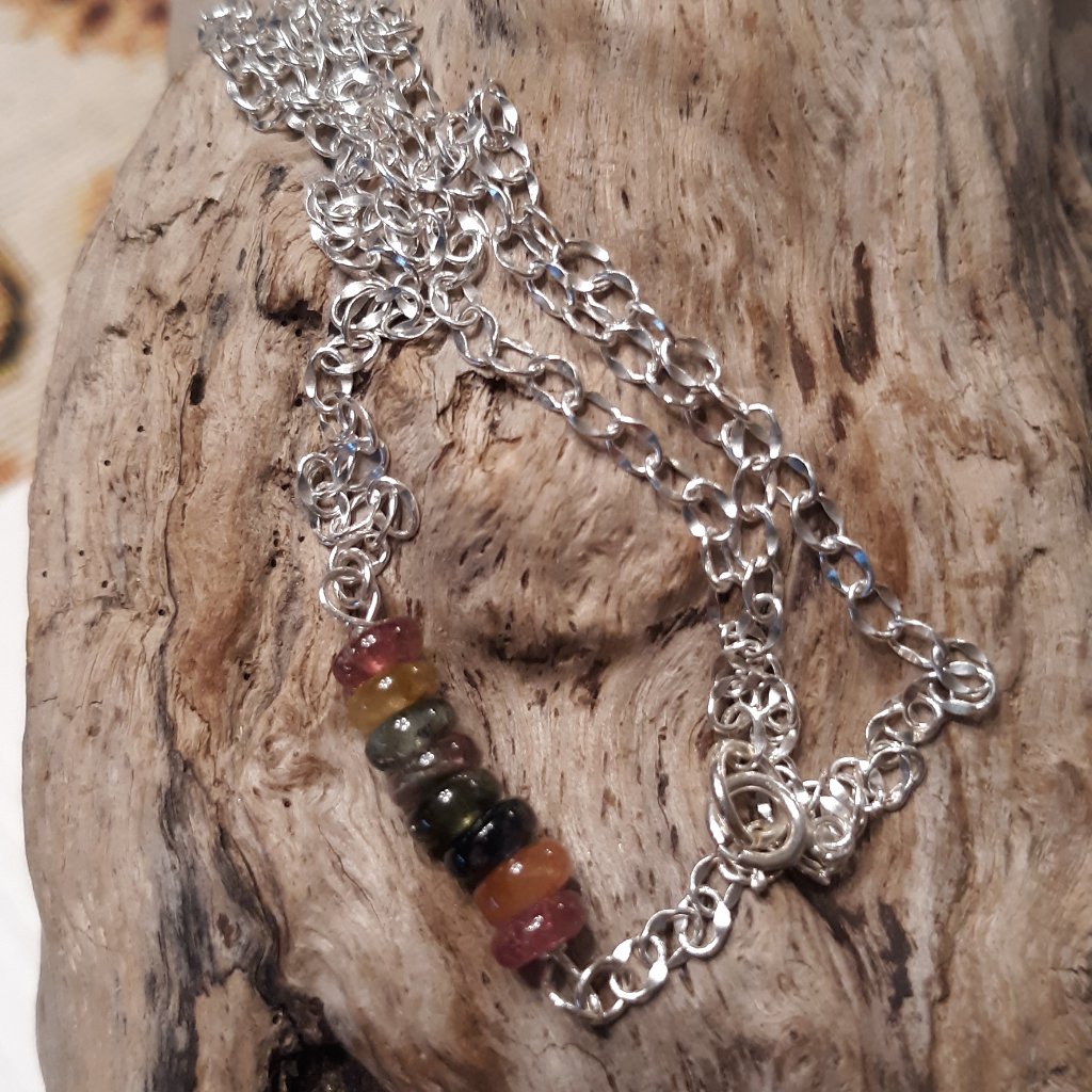 Handmade Sterling Silver Tourmaline Necklace 16$